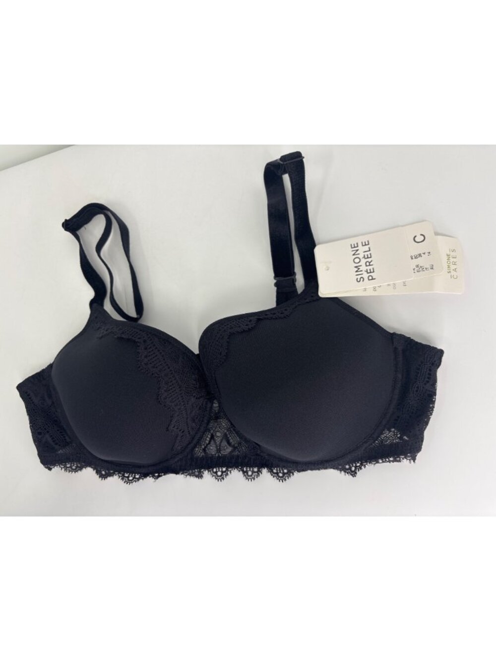 Simone Perele Escale 3d Plunge T-Shirt Underwire Lace Trim Bra Black 36C NEW - Picture 3 of 7